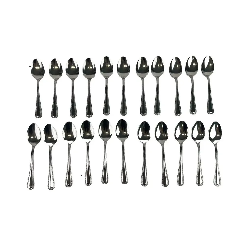 22 Pcs Stainless Steel Japan Spoons 5” Small Short Dessert‎ Silver Color Beaded